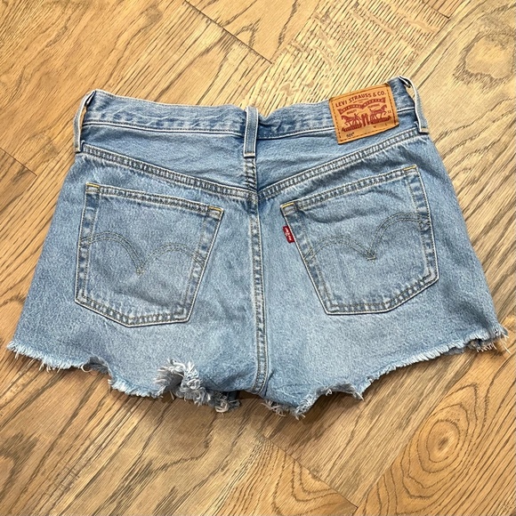 EUC Levi's [501] High-Rise Denim Cutoff Blue Jean Shorts + Button Fly | 30 · 10 - Picture 4 of 15